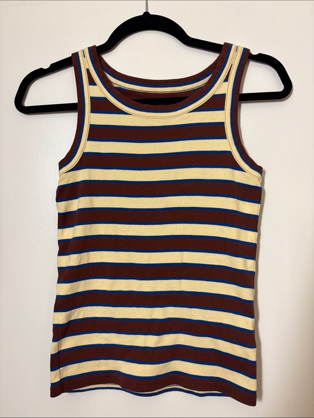 J. Crew Yellow, Brown & Blue Striped Ribbed Tank